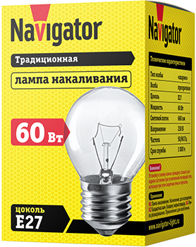 лампа накаливания Navigator NI-C-60-230-E27-CL - упаковка