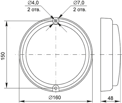 накладной led светильник ДПО 2011Д IEK - размеры