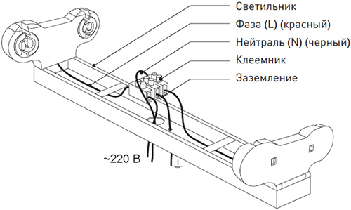 Подключение светильника линейного SPO-801-0-002-120 от ЭРЫ