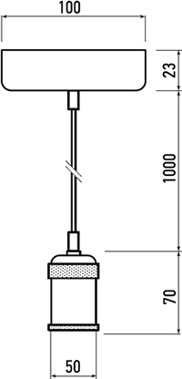 патрон декоративный Jazzway PLC 03 E27 230V/1M со шнуром - размеры