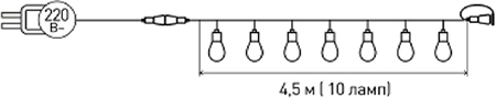 гирлянда "Белт-лайт" 4,5м "Эра" - схема гирлянды