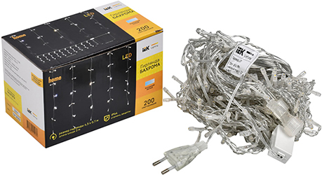 led гирлянда-бахрома IEK LGDU301-2-200-L3-T-S-44 - внешний вид + упаковка