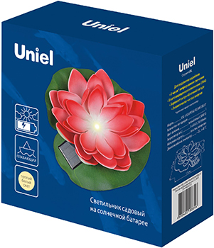 плавающий садовый led светильник Uniel USL-S-826/PT060 Red Waterlily - упаковка