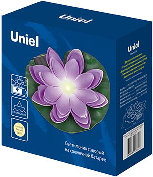 плавающий садовый led светильник Uniel USL-S-828/PT060 Purple Waterlily - упаковка