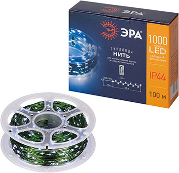 led гирлянда-нить "Эра" ENIN-1000W на катушке + упаковка