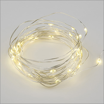 led гирлянда Uniel ULD-S0500-050/SCB/2AA Warm White IP20 Dew - включенная