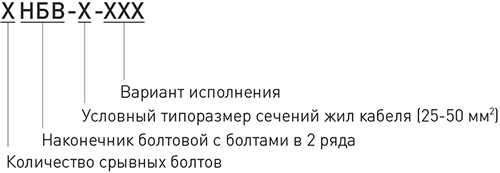 наконечник болтовой 2НБВ "ЗЭТАРУС" - расшифровка условных обозначений