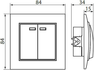 выключатель 2-клавишный EKF "Минск" скрытой установки - размеры