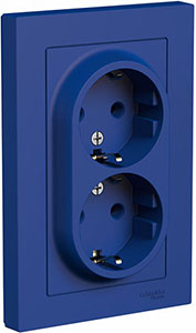 розетка 2-местная Systeme Electric AtlasDesign, з/к, в сборе, аквамарин - внешний вид