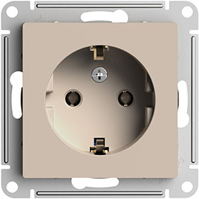 розетка 1-местная Systeme Electric AtlasDesign, з/к, песочный - внешний вид