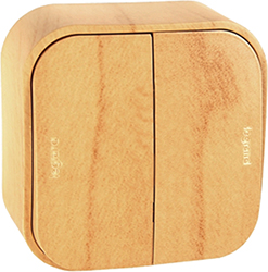 выключатель 2-клавишный Legrand 782262 Quteo дерево - внешний вид