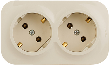 розетка 2-местная Legrand 782263 Quteo с з/к слоновая кость - внешний вид