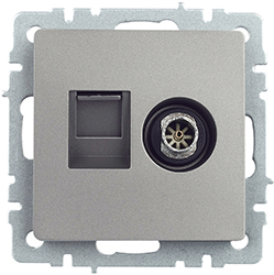 розетка двойная TV+RJ45 IEK РТВ/РК12-БрС Brite - внешний вид