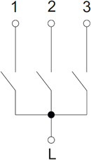 выключатель 3-клавишный IEK Brite - схема электрическая