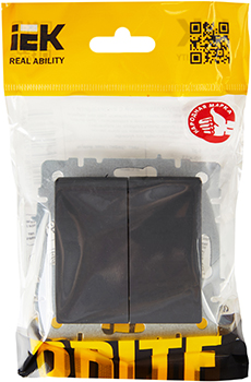 выключатель 2-клавишный проходной IEK ВС10-2-6-БрГ Brite - упаковка