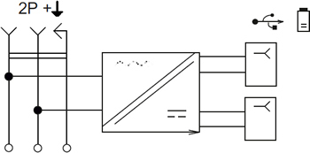 розетка 1-местная c з/к и 2хUSB IEK Brite - схема электрическая