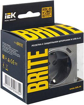 розетка 1-местная IEK РЮш11-1-БрС Brite - упаковка