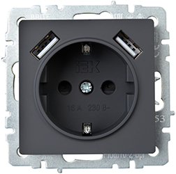 розетка 1-местная IEK РЮш10-2-БрГ Brite - внешний вид