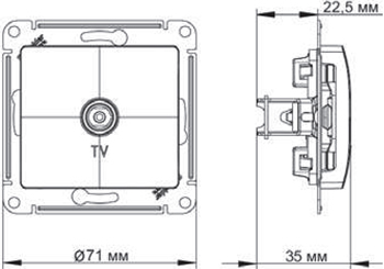 розетка ТВ (антенна коннектор) Systeme Electric Glossa - размеры