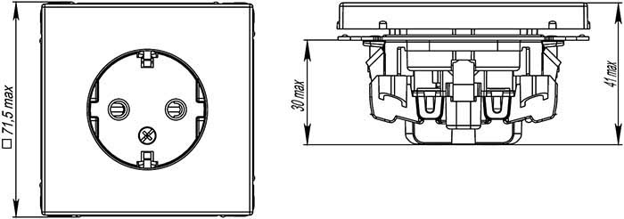 розетка 1-местная Systeme Electric серии ArtGallery с з/к - размеры