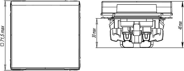 розетка 1-местная Systeme Electric серии ArtGallery з/к + шторки + крышка - размеры