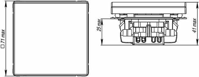 переключатель 1-клавишный перекрестный Systeme Electric серии ArtGallery - размеры
