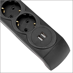 фильтр сетевой 5-местный 3м Kranz 13-4702 с 2 портами USB-A