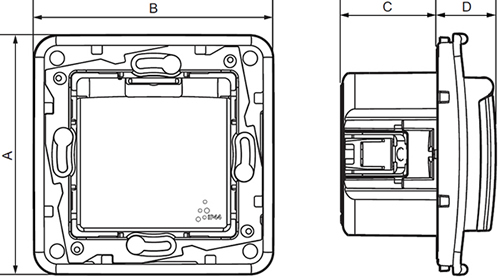 розетка 1-местная Legrand Etika с крышкой IP44 - размеры