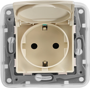 розетка 1-местная Legrand Etika 672332 с крышкой IP44 - внешний вид