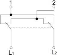 выключатель 1-клавишный перекрестный IEK Brite - схема электрическая