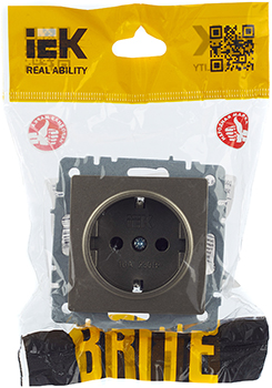розетка 1-местная IEK РС14-1-0-БрШ Brite - упаковка