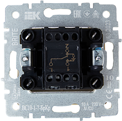 выключатель 1-клавишный проходной IEK ВС10-1-7-БрКр Brite - вид с тыльной стороны