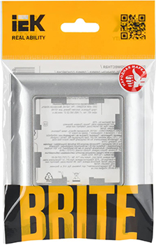 рамка 1-постовая IEK РУ-1-Бр Brite алюминий / алюминий - упаковка