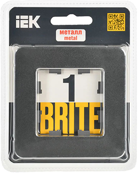 рамка 1-постовая IEK РУ-1-1-Бр металл титан RE Brite - упаковка
