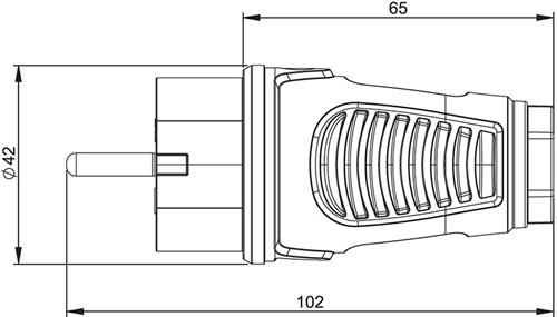 вилка кабельная прямая PCE серии Taurus2 - размеры