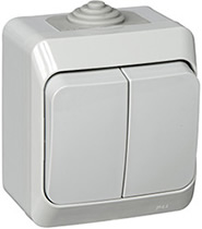 выключатель 2-клавишный Systeme Electric "Этюд" IP44 открытой установки - внешний вид