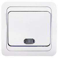 Классико белый выключатель 1кл с подсветкой скрытая 10А IP20 