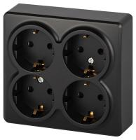 Эксперт антрацит розетка открытй 4-мест заземление шторки IP20