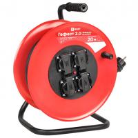 Удлинитель 4-мест 20м КГ 3*2,5 красный катушка металл IP44 EKF аналог9887331