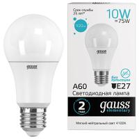 Лампа светодиодная 220В Е27 10Вт 4100К 920лм стандарт A60 матовая Gauss 