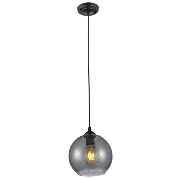 Светильник подвес 1*60Вт E27 черный/дымчатый шар капли 