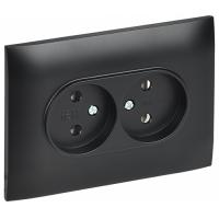 Сканди черный розетка скрытая 2-мест IP20