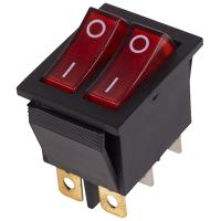 Переключатель ON-OFF 15А 250В индикатор красный двойной