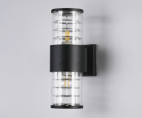 Светильник садово-парковый настенный 11Вт E27 металл черный IP54 на 2 лампы