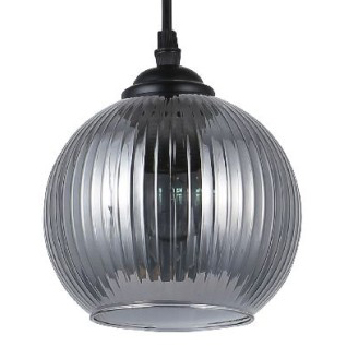 Светильник подвес 1*40Вт E27 черный/дымчатый шар 