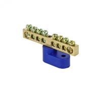 Шина нулевая 6*9 8групп 1 угловой изолятор синий винтовой по центру EKF