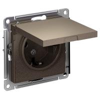 AtlasDesign мокко розетка скрытая 1-мест с крышкой шторки IP20 