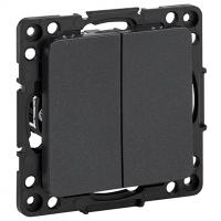 Стокгольм черный переключатель 2кл скрытая 10А IP20 