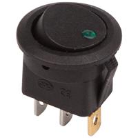 Выключатель ON-OFF 16А 12В индикатор черный круглый