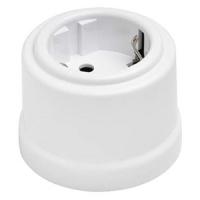 Бирони белый розетка открытая 1-мест заземление IP20 пластик